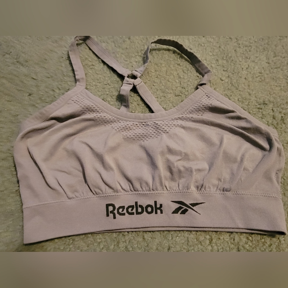 NWOT Reebok Women's Light Gray Sports Bra, XL, Nylon/Spandex